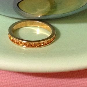 Sparkly Copper Orange And Goldtone Eternity Band Ring Size 6